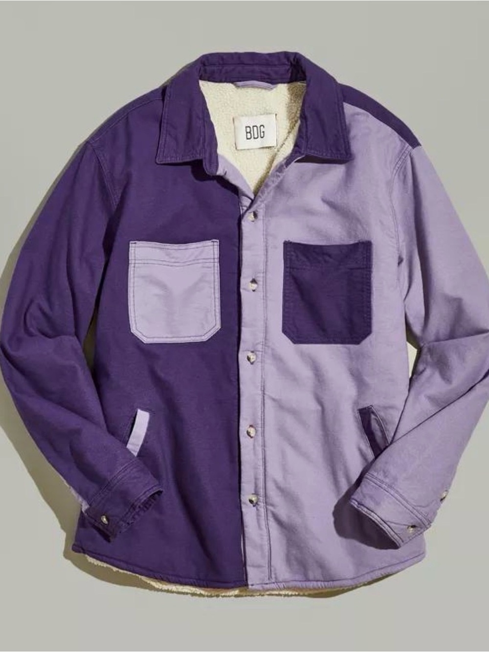 BDG Blocked Sherpa Lined Shirt Jacket